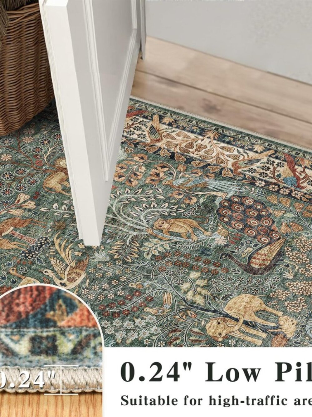 2x6 Runner Rug Botanical Print Long Rug Vintage Kitchen Rugs - Picture 6 of 8